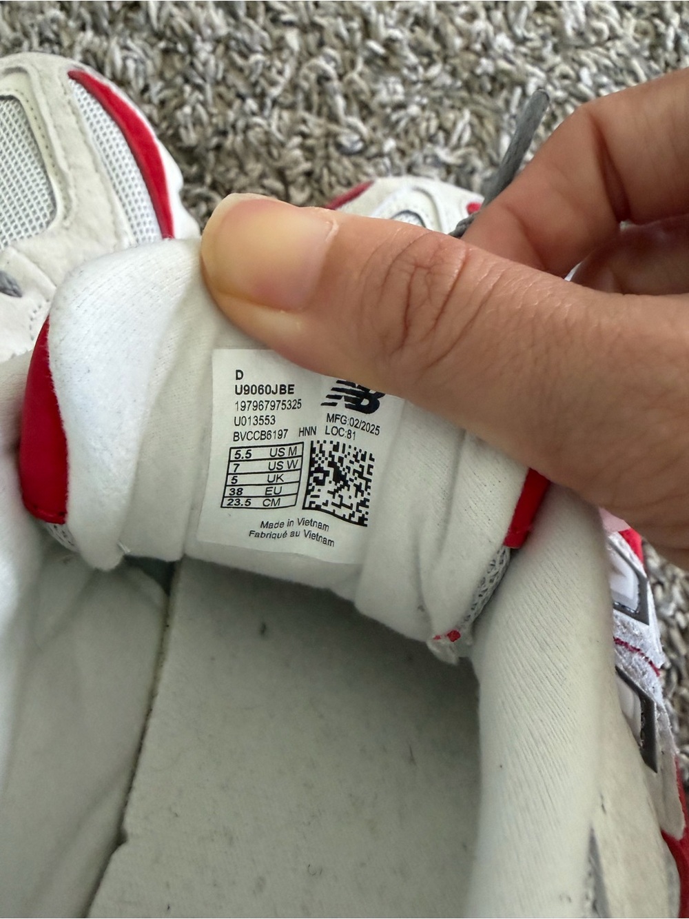 New Balance White & Red Athletic Sneakers - Picture 4 of 5